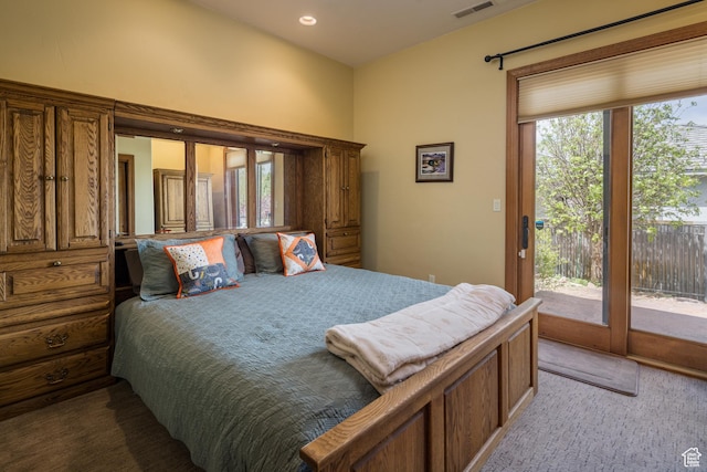 3270 E Rim Vistas Cir, Moab, UT 84532 - carpeted bedroom featuring access to exterior and visible vents