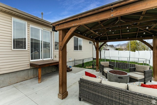6576 W Oak Bridge Dr, West Jordan, UT 84081 - view of patio featuring an outdoor hangout area and a gazebo