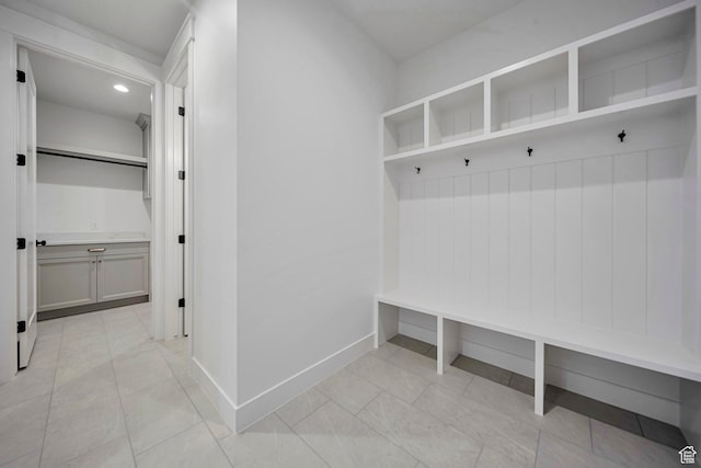 1910 W Bonneville Ln, Kaysville, UT 84037 - mudroom with baseboards, recessed lighting, and light tile patterned floors