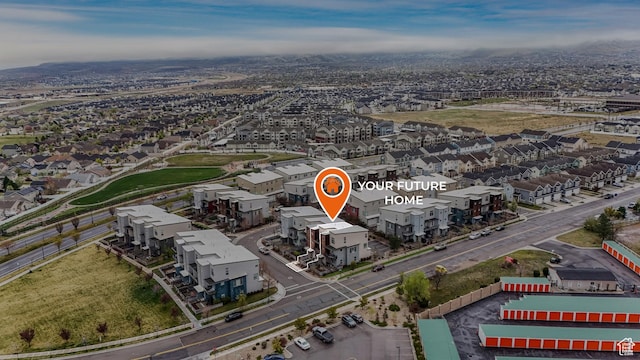 bird's eye view with a residential view