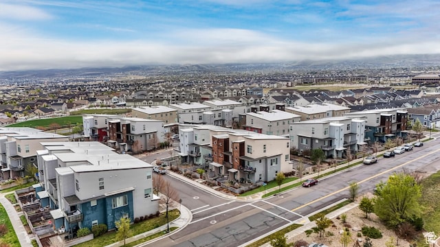 drone / aerial view with a residential view