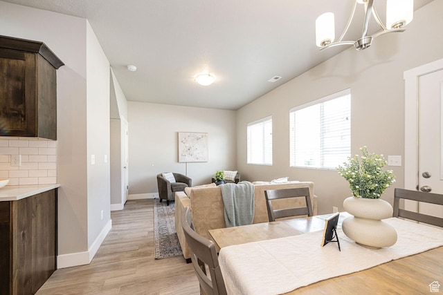 2276 W 2625 S Unit 110, West Haven, UT 84401 - dining room featuring baseboards, an inviting chandelier, visible vents, and light wood-style flooring