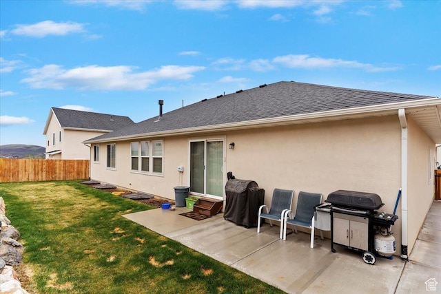 816 E Clover Way, Morgan, UT 84050 - rear view of property with a patio area, stucco siding, and a shingled roof