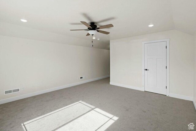 48 N Meadow Dr, Pine Valley, UT 84781 - bonus room with carpet, visible vents, lofted ceiling, and ceiling fan