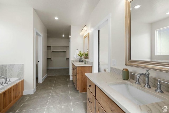 48 N Meadow Dr, Pine Valley, UT 84781 - full bath featuring recessed lighting, two vanities, a bath, and a sink