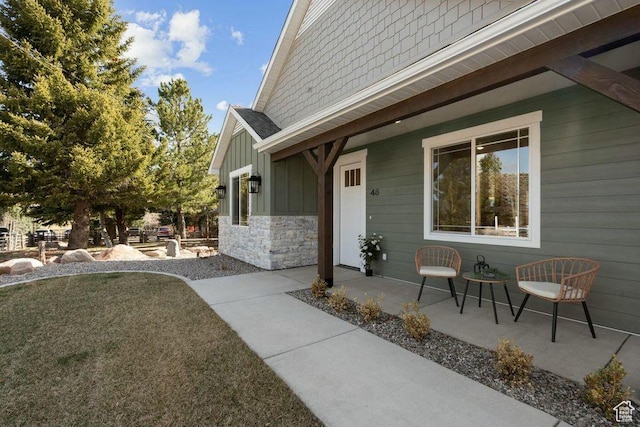 48 N Meadow Dr, Pine Valley, UT 84781 - view of property exterior featuring stone siding and board and batten siding