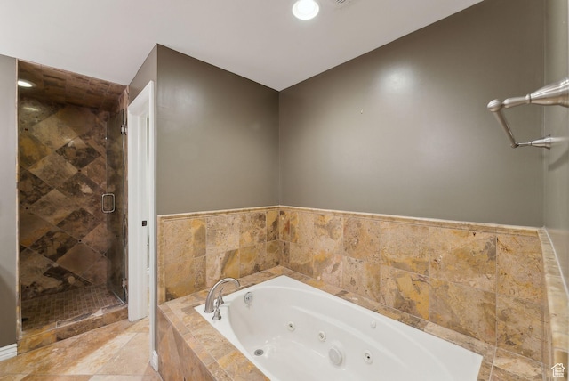 6391 S Shenandoah Park Ave E, Salt Lake City, UT 84121 - bathroom featuring a shower stall, recessed lighting, and a jetted tub