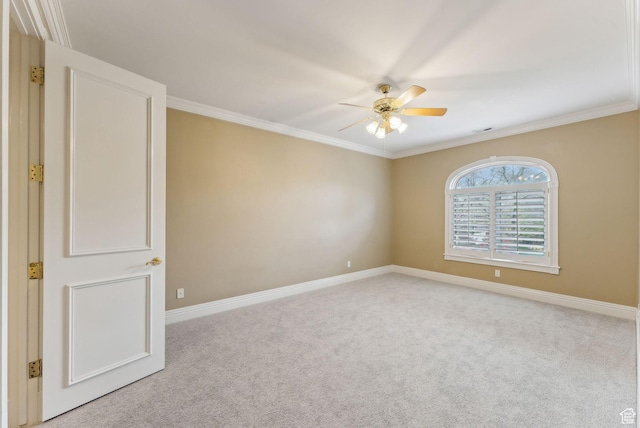 6391 S Shenandoah Park Ave E, Salt Lake City, UT 84121 - unfurnished room with visible vents, ornamental molding, carpet floors, baseboards, and ceiling fan