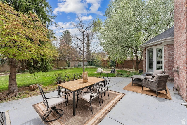 6391 S Shenandoah Park Ave E, Salt Lake City, UT 84121 - view of patio / terrace with outdoor dining space and a fenced backyard