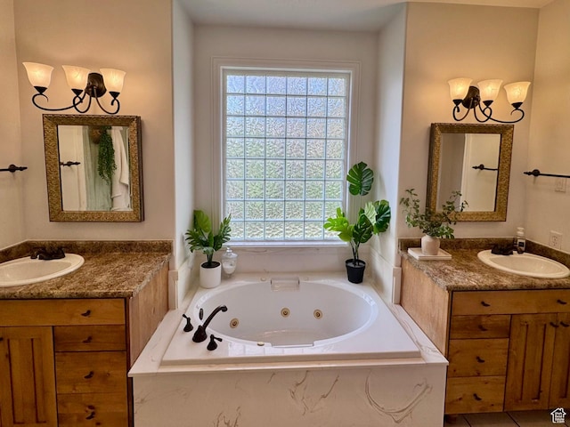 1844 W Heritage Ranch Dr N, Farr West, UT 84404 - full bathroom with an inviting chandelier, a wealth of natural light, and a sink