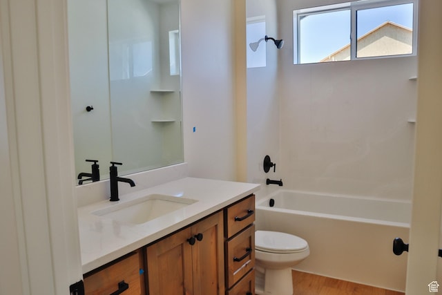 61 N 2430 W Unit 6, Lehi, UT 84043 - bathroom featuring vanity, toilet, wood finished floors, and shower / bathtub combination
