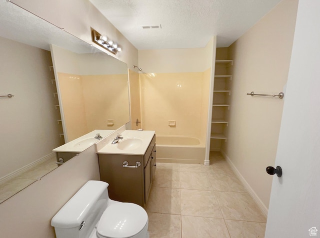 112 E Ama Fille Ln, Payson, UT 84651 - bathroom featuring bathing tub / shower combination, a textured ceiling, toilet, visible vents, and vanity