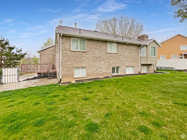 112 E Ama Fille Ln, Payson, UT 84651 - rear view of property featuring a yard, a patio area, and a deck