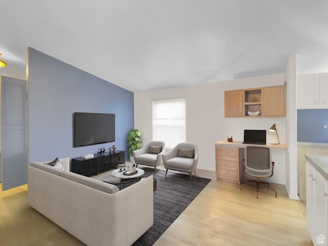 living area featuring light wood finished floors