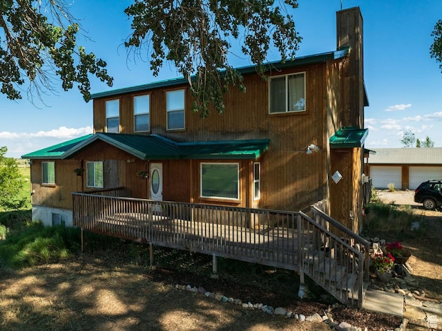 7413 W 7250 S, Myton, UT 84052 - rustic home with a deck and a chimney