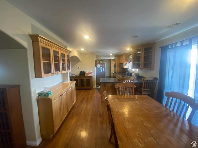 7413 W 7250 S, Myton, UT 84052 - dining room featuring wood finished floors, visible vents, and recessed lighting