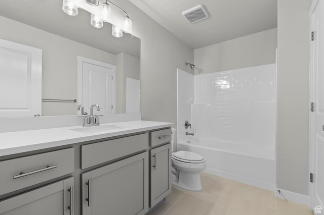 6622 W Spring Snow Ln, Herriman, UT 84096 - bathroom with toilet, vanity, bathing tub / shower combination, and tile patterned flooring