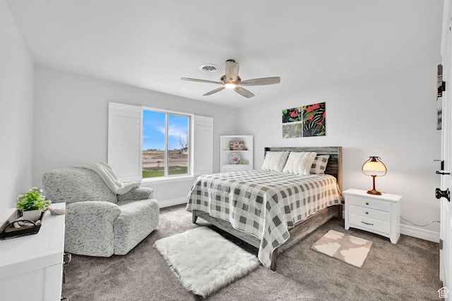 4990 W 12000 N, Tremonton, UT 84337 - bedroom with baseboards, visible vents, carpet, and ceiling fan
