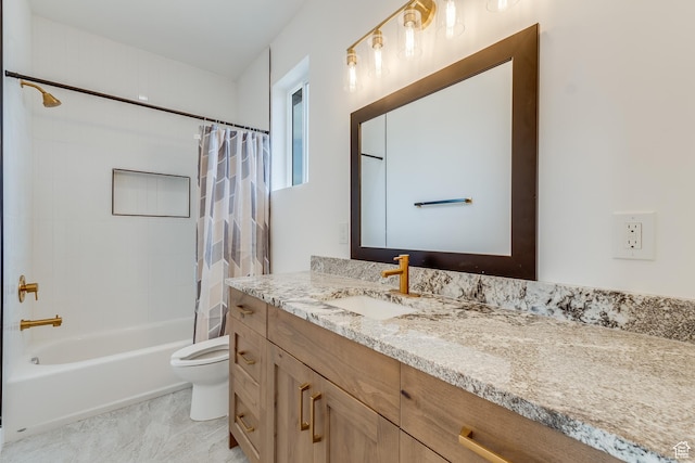 1993 S 5000 W, Taylor, UT 84401 - bathroom featuring toilet, vanity, and shower / bathtub combination with curtain