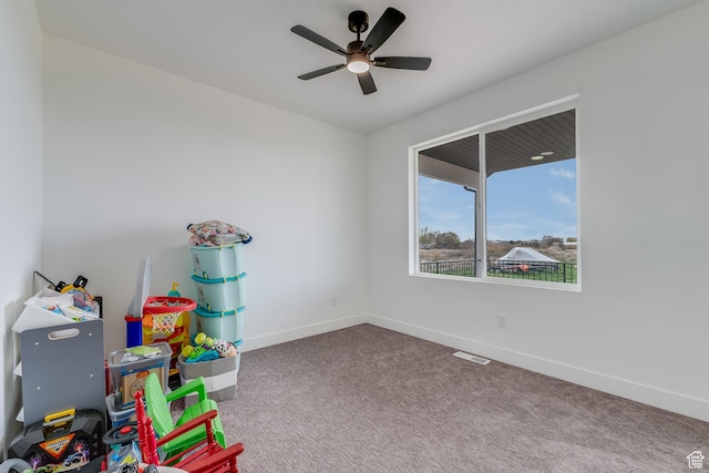 1993 S 5000 W, Taylor, UT 84401 - game room featuring visible vents, carpet flooring, baseboards, and a ceiling fan