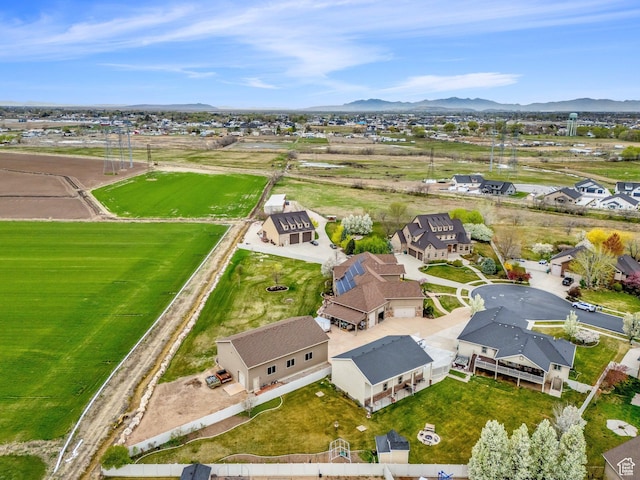 bird's eye view featuring a residential view and a mountain view