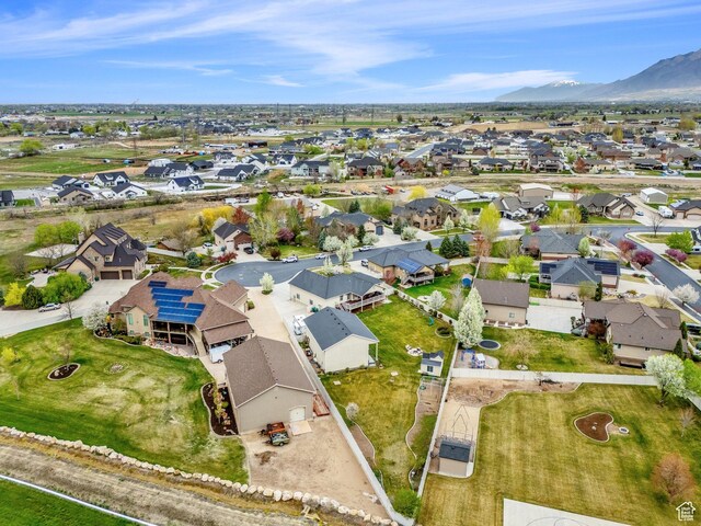 bird's eye view with a mountain view and a residential view