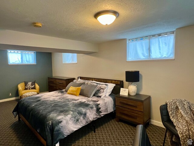 715 Oak Dr, Brigham City, UT 84302 - bedroom featuring a textured ceiling, carpet flooring, and baseboards