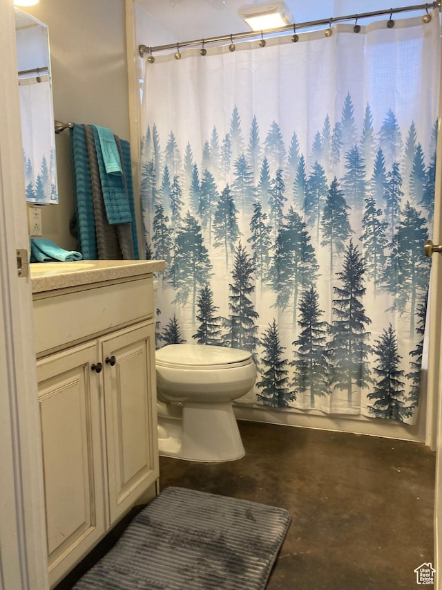 715 Oak Dr, Brigham City, UT 84302 - full bath with concrete floors, toilet, vanity, and curtained shower