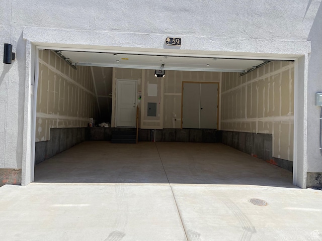 garage with a garage door opener