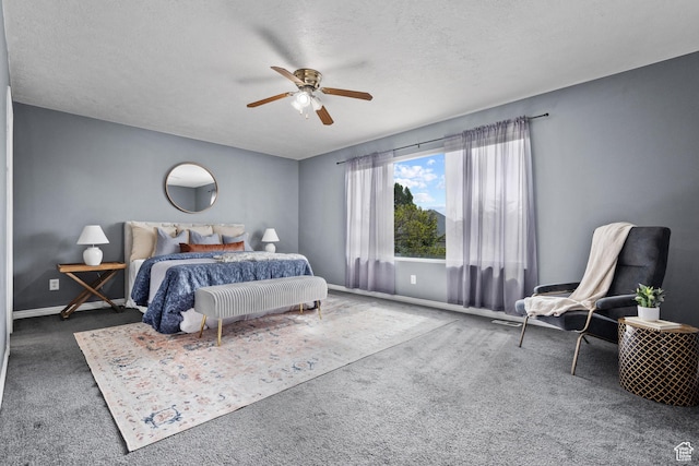 718 N 410 W, Tooele, UT 84074 - bedroom with baseboards, a ceiling fan, carpet flooring, and a textured ceiling