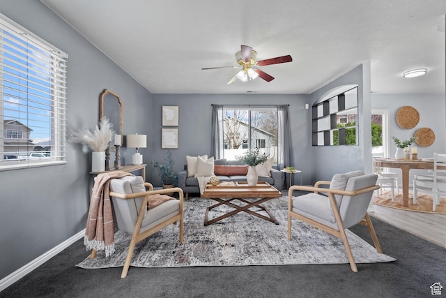 718 N 410 W, Tooele, UT 84074 - living area with baseboards and ceiling fan