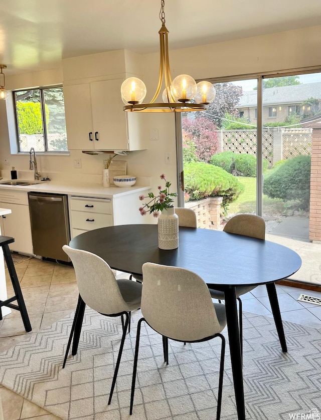 394 E Bridlewood Dr S, Salt Lake City, UT 84107 - dining room with a chandelier, visible vents, and light tile patterned floors
