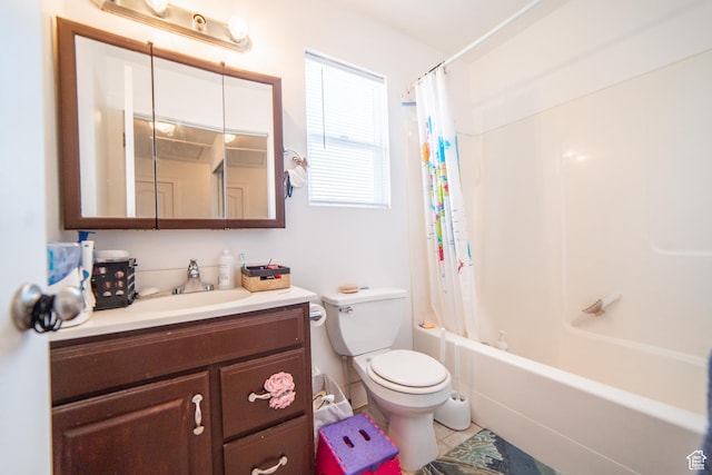 1137 S Topaz Rd, Saratoga Springs, UT 84045 - bathroom featuring toilet, shower / bath combo, vanity, and tile patterned floors