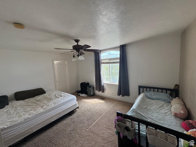 1137 S Topaz Rd, Saratoga Springs, UT 84045 - carpeted bedroom with ceiling fan, a textured ceiling, and baseboards