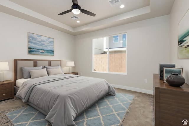 2187 W 320 S, Hurricane, UT 84737 - bedroom with baseboards, visible vents, recessed lighting, and a tray ceiling
