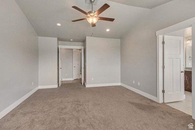 462 S 1430 E Unit 114, Tooele, UT 84074 - unfurnished bedroom featuring recessed lighting, vaulted ceiling, light carpet, baseboards, and ensuite bathroom
