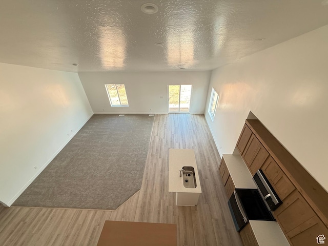 1975 S Marigold Way Unit 433, Santaquin, UT 84655 - unfurnished living room with light wood-style floors, a textured ceiling, and baseboards