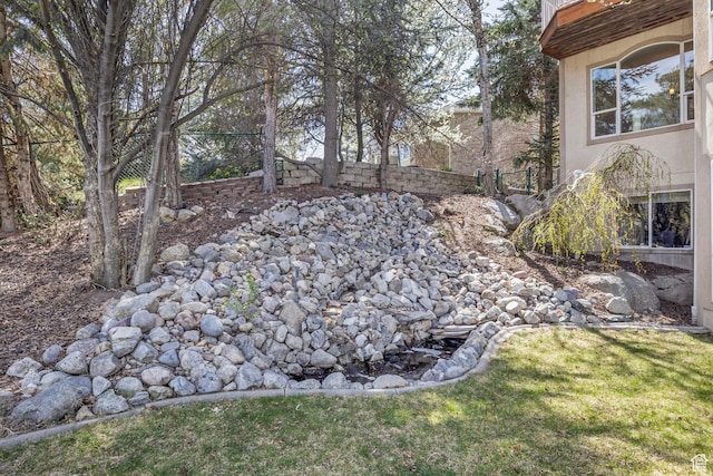 view of yard featuring fence