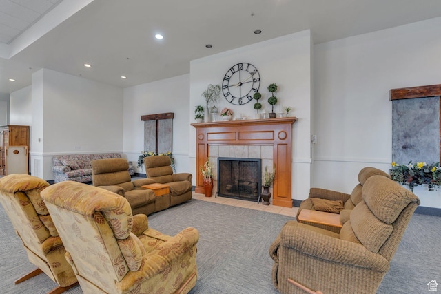 502 S 1040 E Unit 235C, American Fork, UT 84003 - living room with recessed lighting and a tile fireplace