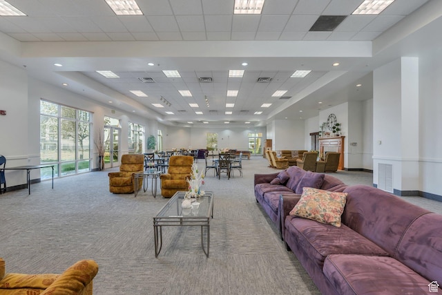 502 S 1040 E Unit 235C, American Fork, UT 84003 - living room with visible vents, carpet flooring, and a drop ceiling