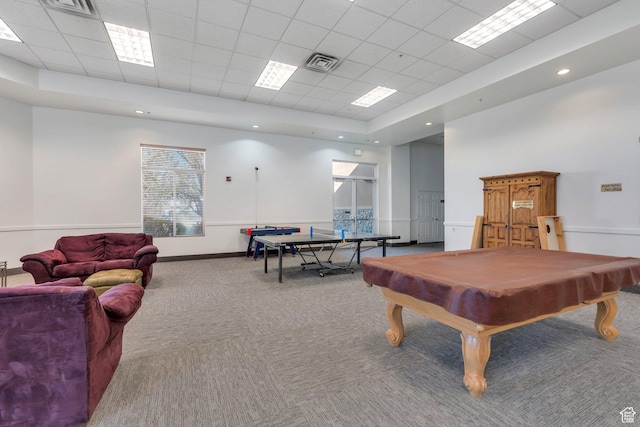 502 S 1040 E Unit 235C, American Fork, UT 84003 - game room with a drop ceiling, baseboards, visible vents, carpet, and billiards