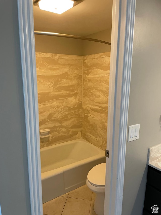 1525 E 5700 S, Murray, UT 84121 - bathroom featuring toilet, shower / bathtub combination, vanity, and tile patterned floors