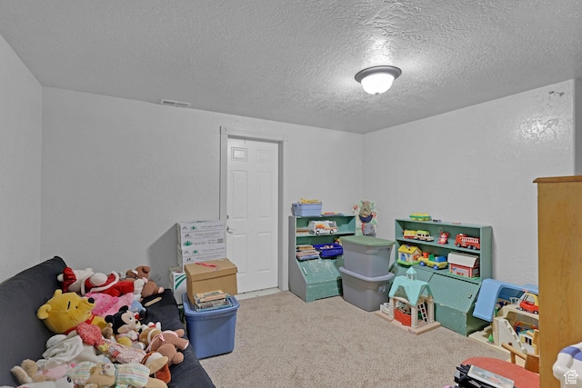 2838 N 1375 E, North Ogden, UT 84414 - playroom with carpet floors, a textured ceiling, a textured wall, and visible vents