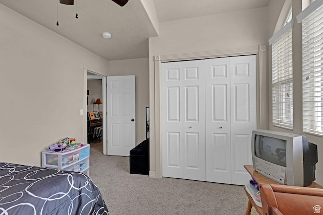 2838 N 1375 E, North Ogden, UT 84414 - bedroom featuring a ceiling fan, a closet, multiple windows, and carpet