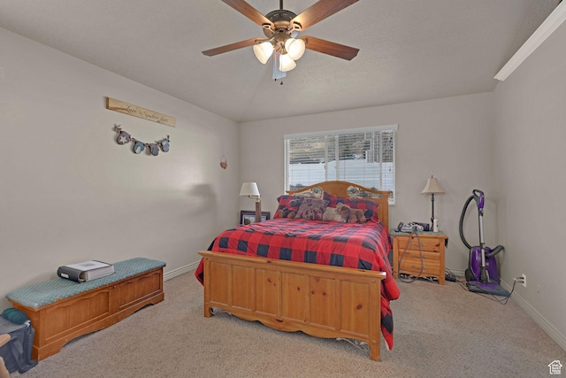 2838 N 1375 E, North Ogden, UT 84414 - bedroom with ceiling fan, baseboards, and light colored carpet