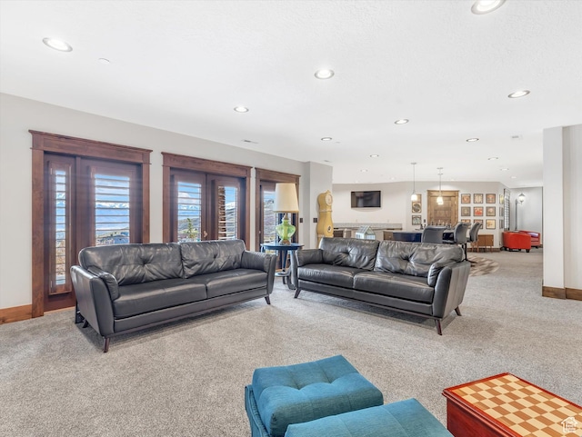 15146 S Secret Canyon Cir, Herriman, UT 84096 - living area featuring recessed lighting, carpet flooring, and baseboards