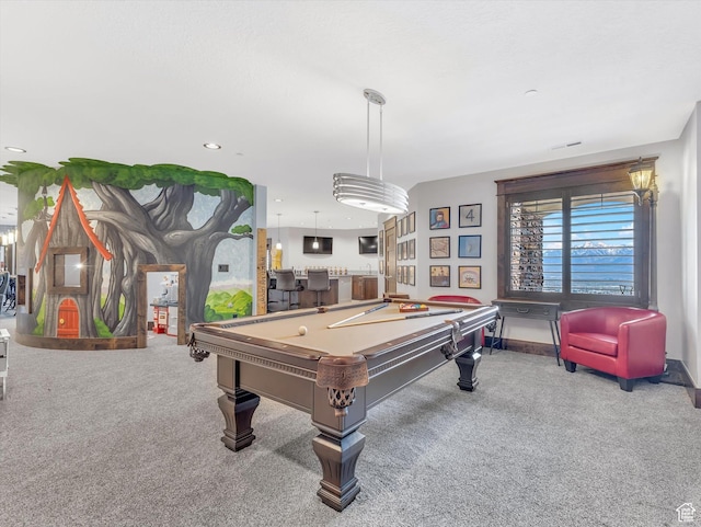 15146 S Secret Canyon Cir, Herriman, UT 84096 - recreation room with recessed lighting, billiards, and carpet