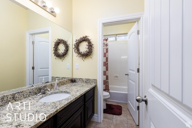 277 N Havenwood Dr W, Kaysville, UT 84037 - bathroom featuring tile patterned flooring, shower / bath combination with curtain, toilet, and vanity