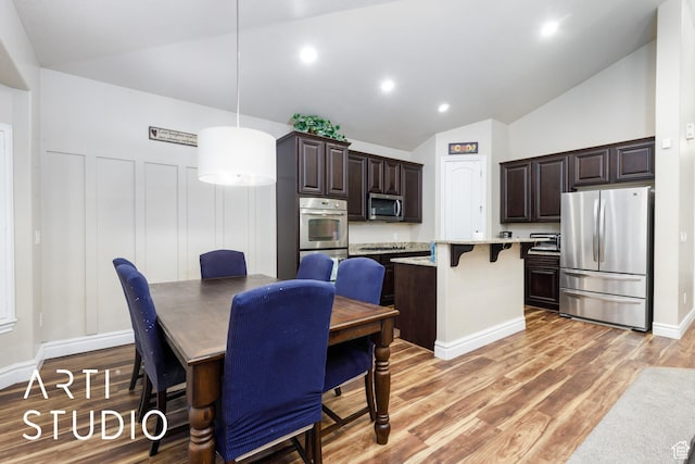 277 N Havenwood Dr W, Kaysville, UT 84037 - dining space featuring light wood finished floors, baseboards, recessed lighting, and high vaulted ceiling