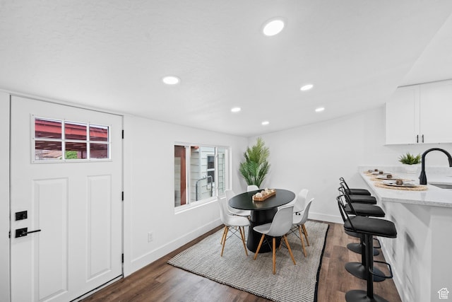 1131 W Simondi Ave N, Salt Lake City, UT 84116 - dining area with baseboards, dark wood-style floors, and recessed lighting